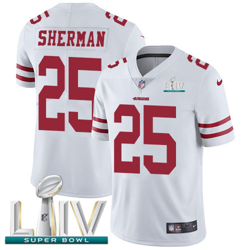 San Francisco 49ers Nike 25 Richard Sherman White Super Bowl LIV 2020 Men Stitched NFL Vapor Untouchable Limited Jersey